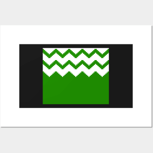 Zigzag geometric pattern - green and white. Posters and Art